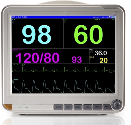 Geduldige Monitor van de 15 Duim de Draagbare Multiparameter met ECG, RESP, NIBP, TEMPERATUREN, u